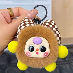 Custom Bow Fuzzy Ball Bag Charm — Product view