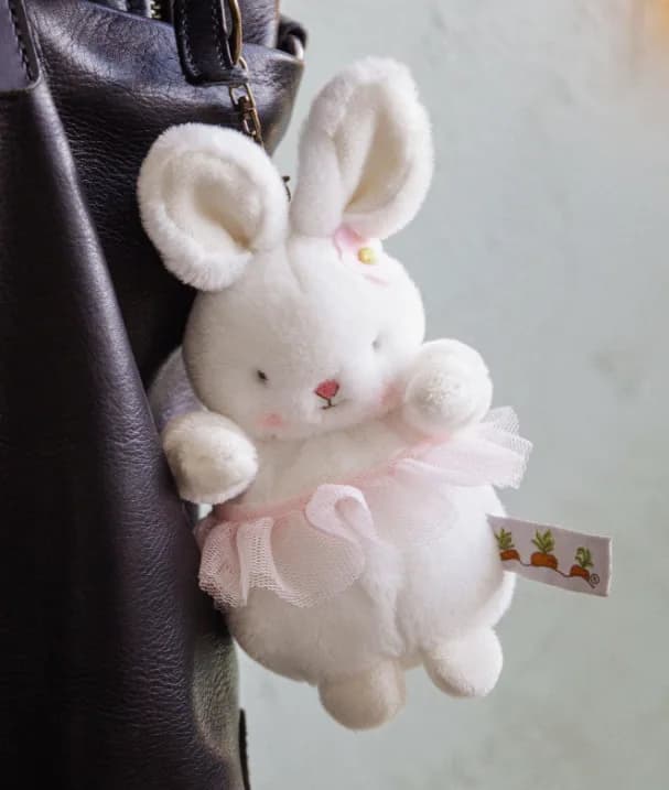 Custom Bunny Plush Keychain & Bag Charm 鈥?Close-up detail