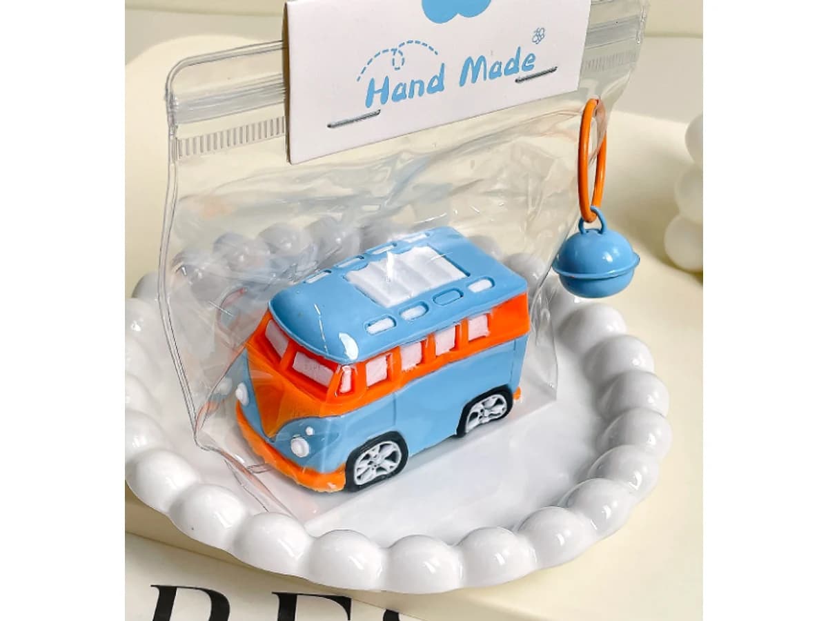 Custom Food-Grade Silicone Squishy Toys — Original Shape OEM — Supplied mini bus shape and presentation packaging reference