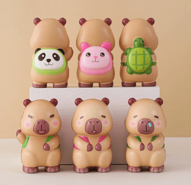 Custom Capybara PU Squishy Toys — Animal backpacks and different facial expressions