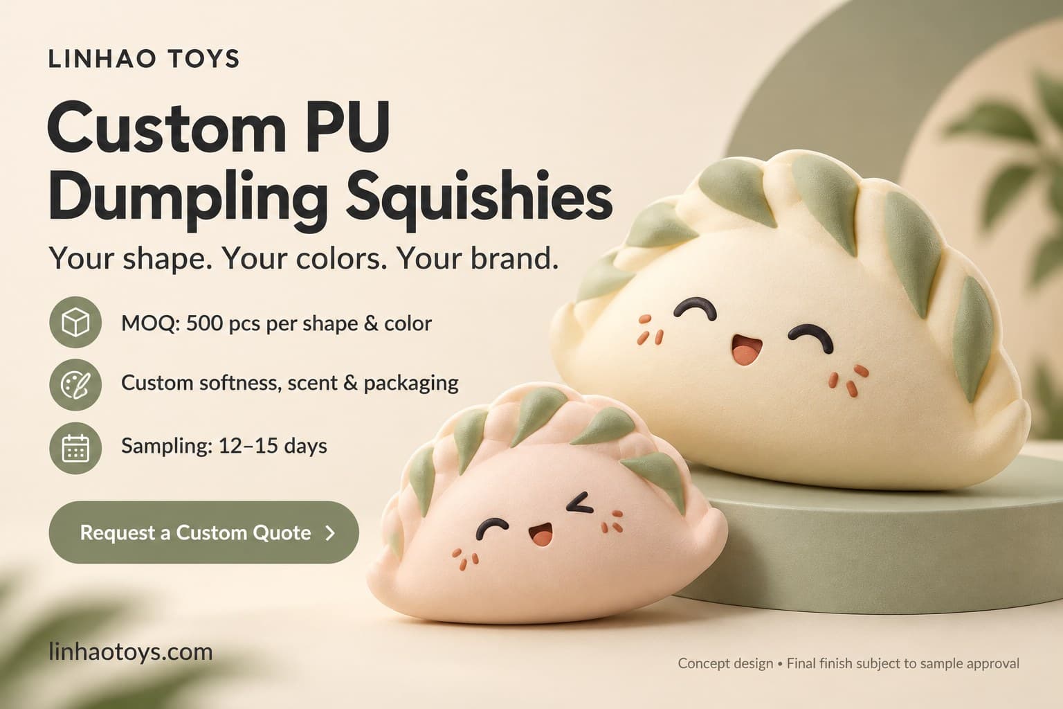 Custom PU Dumpling Squishy — Pleats, Faces & Blind Boxes — Original PU dumpling concept design