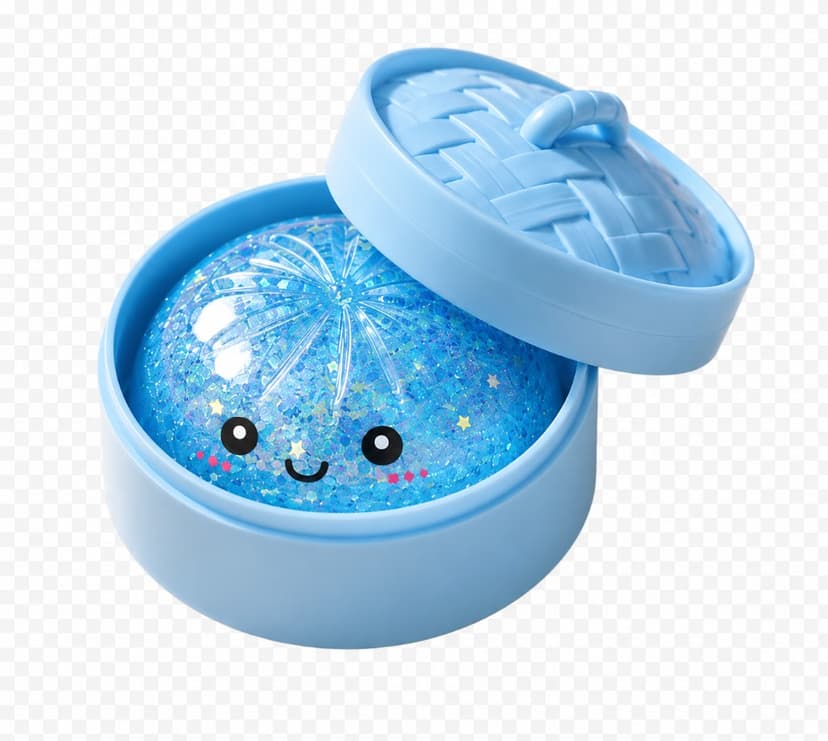 OEM Glitter Basket Squishy — Blue — Close-up detail