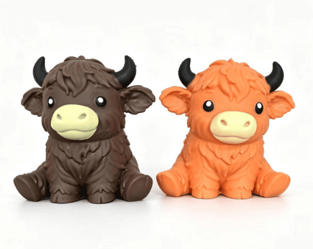 ready stock brown and orange Highland cow TPR squishy toys wholesale