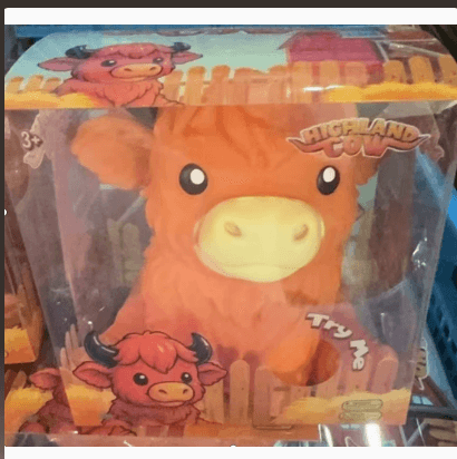 Ready Stock Highland Cow TPR Squishy Toy 鈥?Retail packaging