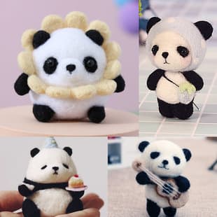 Custom Panda Needle Felting DIY Kit — Product view