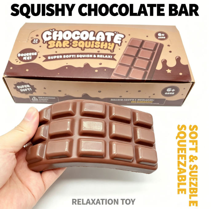 ready stock chocolate bar squishy squeeze toy wholesale retail packaging